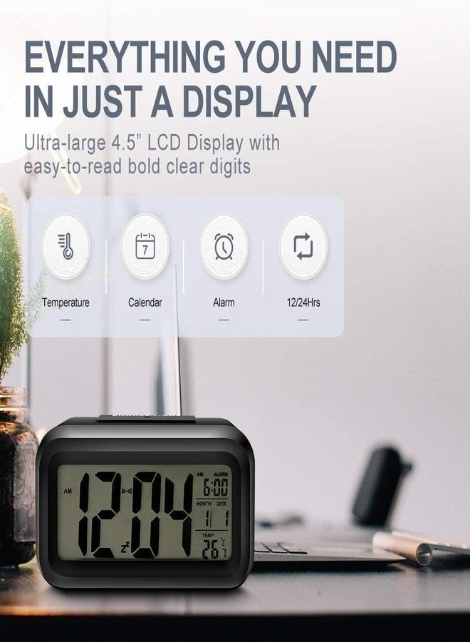 Kadio Digital Alarm Clock with Automatic Sensor, Date and Temperature Display, Compact Desk Table Clock for Students, Home, Office, Bedroom, Living Room,Home Decor, Corporate Use (Black Digital) - Image 2